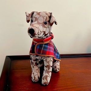 Authentic Coach stuffed dog with jacket and collar.